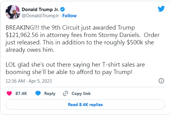 trump relief in legal fee